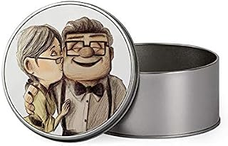 Giftme Carl and Ellie up Portable Metal Tin Storage Box Biscuit Chocolate Tin Emergency Stuff Tin. (Round)