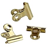 50 Pcs Gold Metal Hinge Clips Small Bulldog Clips Hinge Binder Clips Mini Clamps Metal Binder Clip Bulldog Binder Paper Clips for Hanging Photos, Office, Paper, Price Tags