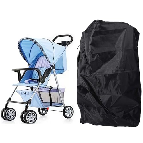 Car Seat Travel Bag Black Folding Cart Storage Bag with Backpack Straps Car Seat Dust Cover Large Gate Check Bags by Qyuanzh - Used condition - CA$7.91