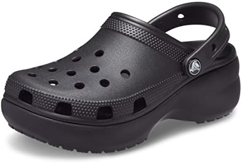 Crocs Women's Classic Platform Clogs, Platform Shoes, Black, 9 Women