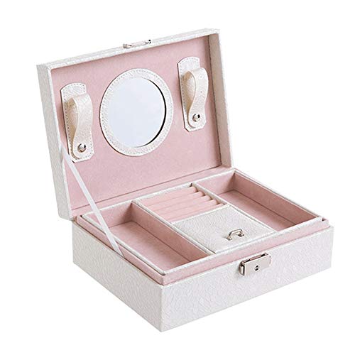 Mlsh rack Jewelry Box Jewelry Storage Box Earring Ring Box Necklace Jewelry Box Table Cosmetic Case Partition Desktop Storage Box Dressing Table Cosmetic Storage Box Small Lattice (Color : White)