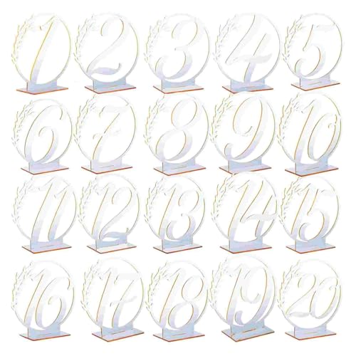 Table Numbers 20 Pcs Table Numbers With Base Gold Watch Blank Wedding Golden Party Banquet(Silver)