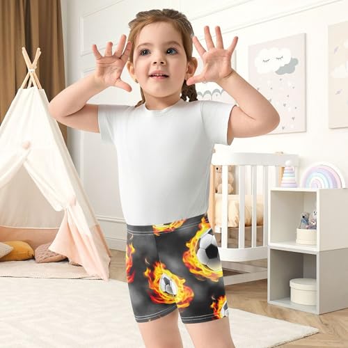 Cool Soccer Balls Fire Gray Toddler Girls Biker Shorts Cotton Under Dress Shorts Print 4t Summer Clothes4