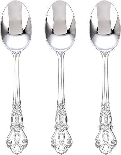 Joyido 75PCS Silver Plastic Spoons 8.1inch Vintage Soup Spoons for Parties