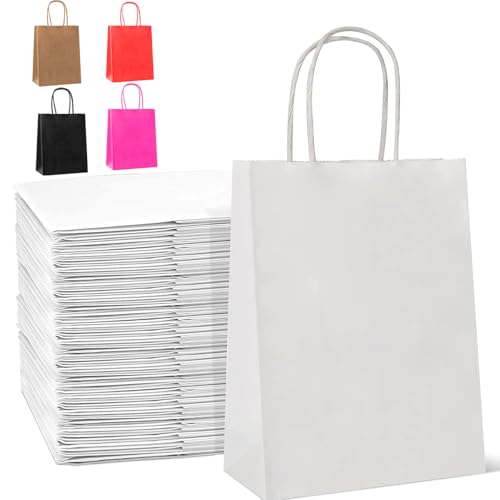 HAUSPROFI 30pcs Kraft Paper Bags for Gifts Food & Sweets Strong Carrier Bags with Twisted Handles for Kid Parties Weddings Thicken 130gsm