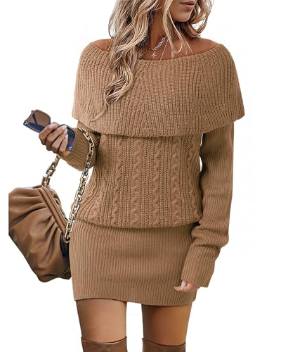 Bebonnie Plus Size Fall Winter Sweater Dress:...