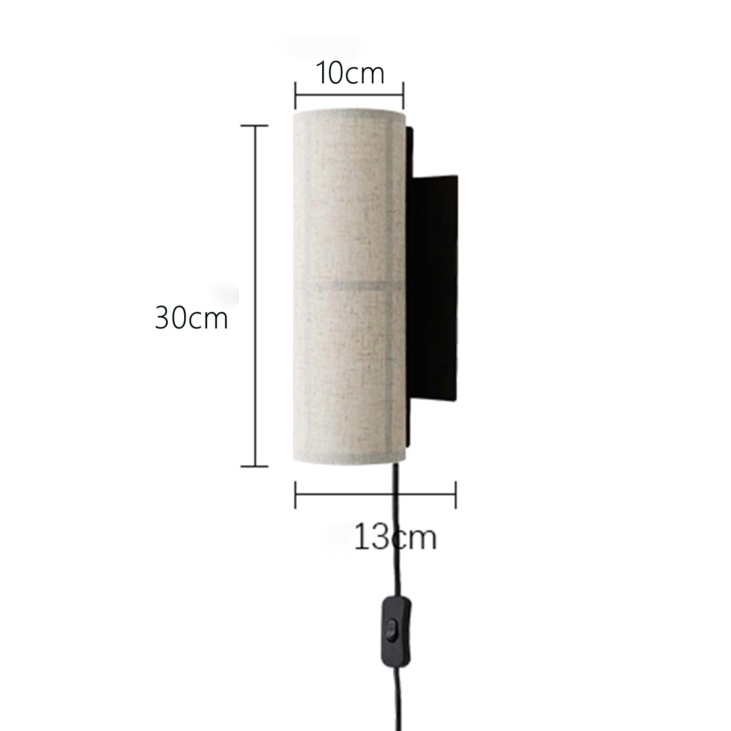 OOWOKS E27 Vintage Wandlampe mit Stecker und Schalter Innen Wandleuchte Retro mit Stoffschirm Lampenschirm Nachttischlampe mit Kabel und Stecker Wand Beleuchtung Up Down für Schlafzimmer Wohnzimmer