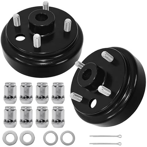 MOSNAI 21807G1 1 Inch Large Hole 30 Teeth Golf Cart Brake Drum Hub Assembly with Nuts for EZGO 1992-up with 4 Cycle Gas Engines, Replace OEM 21807-G1 41843-94 (2 Packs) Cover