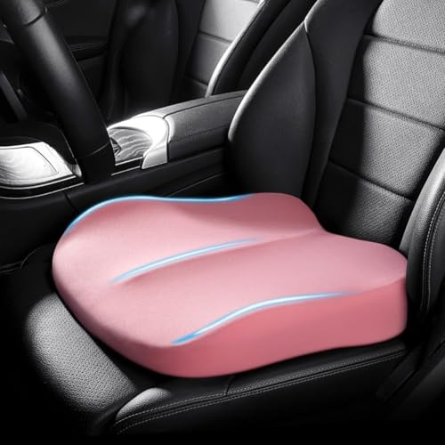 ZHUANXUA Adult Car Booster Seat Cushion Car Seat Driver Height Boost Mat Memory Foam Car Seat Cushions Pad Improve Driving View Non-Slip 3D Office Chair Cushion Pressure Relief (Pink)