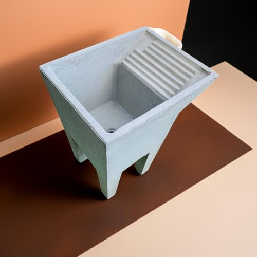 Lavatoio pilozzo vasca lavandino uso lavanderia in cemento grigio 63x50x h 74 con piedi