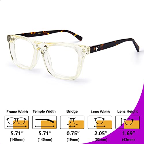 Image of VISOONE Square Blue Light Blocking Glasses TR90 Clear Lens for Women Men BONA