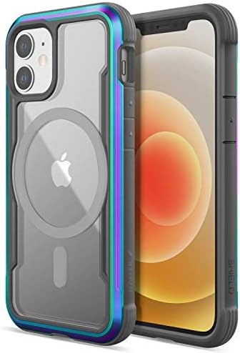 Raptic Shield Pro Magnet Case Designed for iPhone 12 Mini, Shock Absorbing Protection, MagSafe Charging Compatible, Durable Aluminum Frame, Fits iPhone 12 Mini, Iridescent