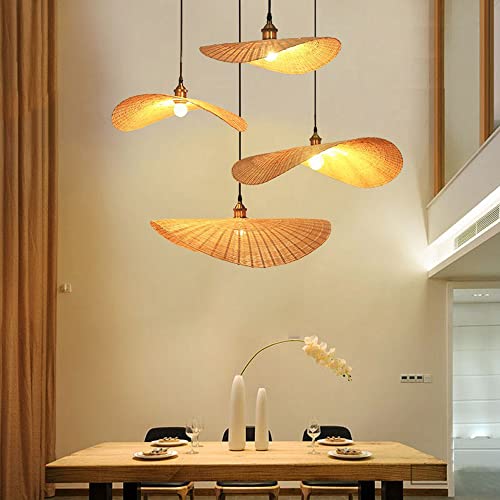 Lampe suspendue bambou éclairage doux pour chambre et plafond bas - 6