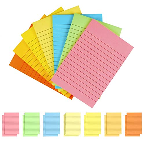 15 Pad Lined Sticky Notes,4x6 Inch Sticky Notes with Lines,Sticky Notes Lined,50 Sheets/pad,7 Candy Colors
