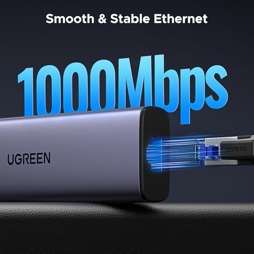 Image of UGREEN Revodok 1061 USB C Hub, 6-in-1 Dock with 1000Mbps Ethernet, 4K 30Hz HDMI, 100W PD, 3 USB A 3.0 Data Ports Multiport Adapter for PC Laptop Phone Compatible with MacBook, iPad, iPhone 17, Galaxy