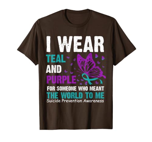 I wear Teal & Purple for Someone who Meant the World to me T-Shirt, Men, Brown, XX-Large