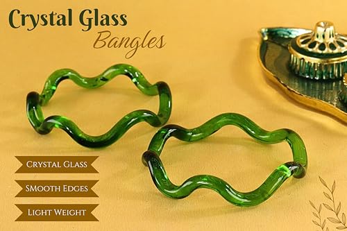 Image of NMII Stylish Glass Kada Set With Simple Cutting Pattern Glossy Finished For Women & Girls | Kada For Gift, Wedding & Everyone