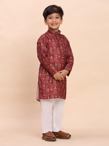 Image of Pro-Ethic Style Developer Boys Heavy Cotton Printed Kurta and Pajama Set for Kid's Ethnic Wear (S-280)