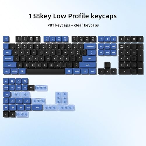 Image of dagaladoo Low Profile keycaps Set,Double Shot PBT Key caps,Black /Blue | 138-keys custom keycaps for Mechanical Keyboard 60% 65% 75% 96% 100% cherry-MX switch,TKL, Full-Sized Layout
