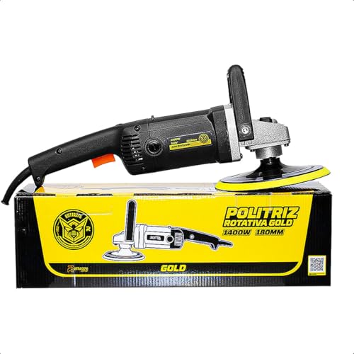 Politriz Rotativa Profissional Gold 1400W 110V Disco 180mm Velocidade Variável 500–3000 RPM para Polimento Automotivo Náutico Industrial Corte Refino Lustro Rotta376