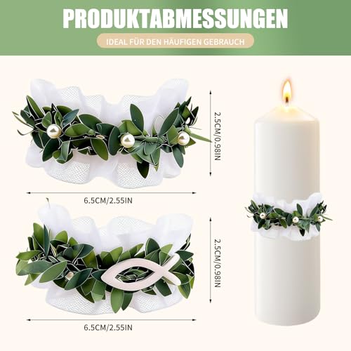 YOKJGHDO 2 Stück Tropfschutz Kommunionkerze, Kommunion Deko Kerzenringe, Tropfenfänger für Kerzen, Erstkommunion Taufe Hochzeiten Zubehör für Kerze Kommunion Taufe Hochzeit