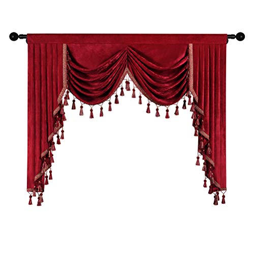 ELKCA Burgundy Red Valance for Festival Holiday Thick Chenille Window Curtains Valance for Living Room,Rod Pocket(W69,1 Panel)