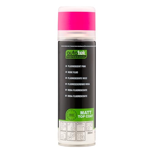 Autotek Peinture en aérosol Rose Fluo Extra Bright, Peinture en aérosol fluo, 300ml