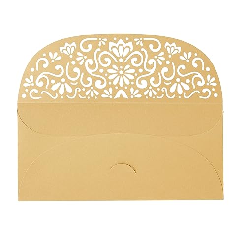 Pipilo Press, Goldfarbene Geldumschläge für Geldgeschenke, 17,3 x 8,4 cm, Goldfarbenes lasergeschnittenes Design, 36 Stück, Geschenkumschläge für Bargeld und Geld