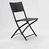 KONFA Rattan Möbel Faltenstuhl Indoor Bistro Alles Wetter Garten Klappstuhl Wicker Stapelbar Stühle Outdoor Terrasse Klappstühle,Schwarz