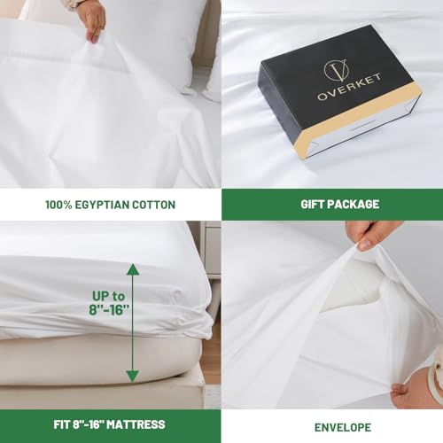 Image of 100% Egyptian Cotton Sheets Cal King Sheet Set 4PCS 1000 Thread Count Sateen Weave Soft Breathable 16-Inch Deep Pocket(California King,White)