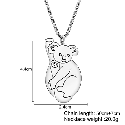 Collier koala anti-ternissement acier inoxydable hypoallergénique