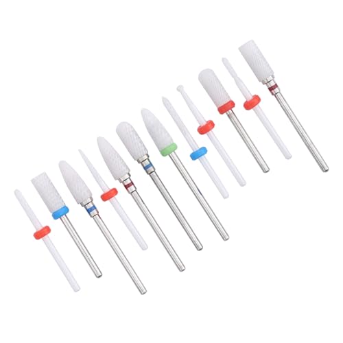 Phefop Juego de Fresas Rotativas de Cerámica, 12 Uds., Vástago de 3/32 Pulgadas, Brocas de Pulido, Amoladora Eléctrica, Accesorio para Lijado de Uñas de Metal
