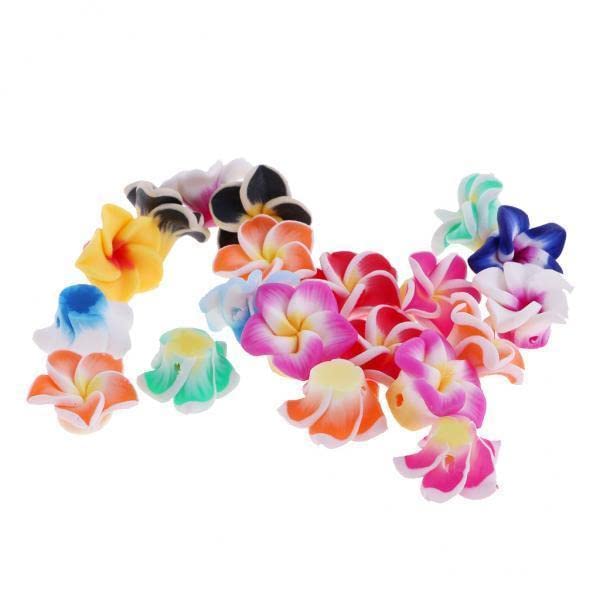 SNAPPSY 2x20 Pieces Mixed Color Flower Polymer Clay Beads Findings Jewelry Making 15mm-image-28