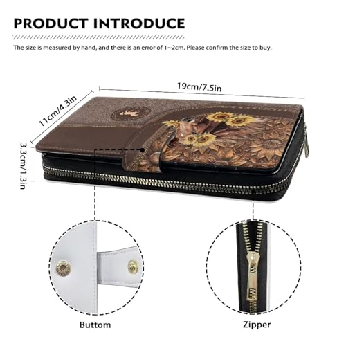 Image of COEQINE Ladies Wallets Pink Leopard Heart Black Printed Leather Phone Long Clutch Purses Check Coin Change Holder