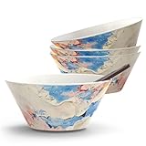 Greentainer Juego de 4, ensaladera grande con tenedor y cuchara, cuencos para patatas fritas, dulces, aperitivos, cuencos para servir, de plástico, sin melamina, apilable