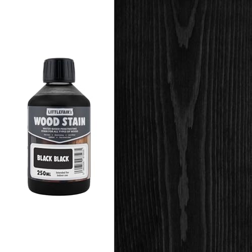 Littlefair's Wood Stain Water-Based - (Black Black) – Non-Toxic, Eco-Friendly & Quick Drying - Easy-to-Apply, Concentrated Formula for All Wood Types – 250ml