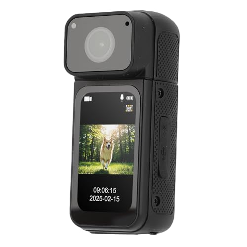 Mini Action Camera da 2.7K Videocamera Magnetica Indossabile con Registrazione Audio e Video schermo da 1.47 grandangolo da 170° obiettivo ruotabile di 180° per Vlog BLACK