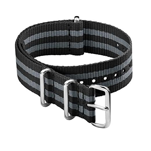 Classic Military Nylon Watch Strap 20mm Black/Gray
