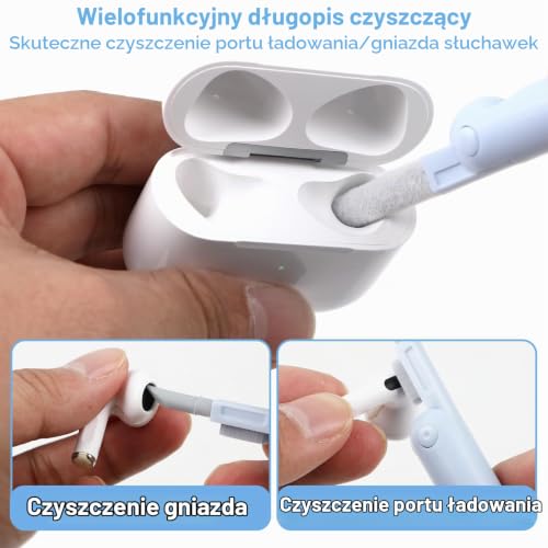 Pędzel do czyszczenia klawiatury, zestaw do czyszczenia klawiatury 6 w 1, wielofunkcyjna szczotka do czyszczenia słuchawek z narzędziem do demontażu nakładek, odpowiednia do AirPods i zestawu do czysz