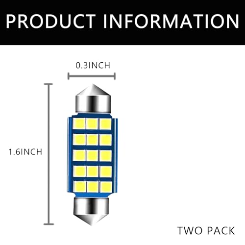 2 Pcs Led Car Bulb 1.6in 2835 Led Dome Light 6500K miniatura 2