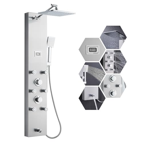 MENATT Stainless Steel Shower Panel with Body Jets