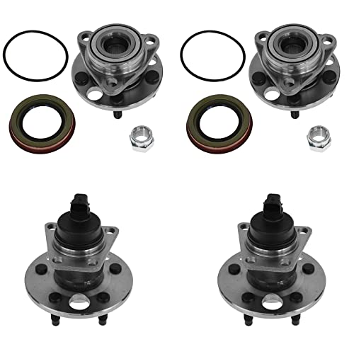 Image of TRQ 2 Piece Front Rear Wheel Bearing & Hub Assembly Set Compatible with 1991-1998 Buick Skylark 1992-1996 Chevrolet Beretta 1992-2005 Cavalier Corsica 1992-1998 Oldsmobile Achieva Pontiac Grand Am 19