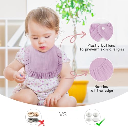 Vicloon Baby Bandana Drool Bibs, Solid Muslin Baby Drool Bibs Set, Snap Teething Bib - Image 3
