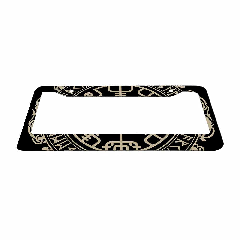 Nicokee Decorative License Plate Frame Black Celtic Viking Car Tag Frame Aluminum Auto License Plate Holder for Men Women: Multi-0014 12 x 6 Inch