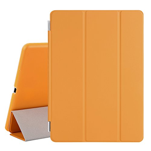 BESDATA Ultra Thin Magnetic Smart Cover [Wake/Sleep Function]& Translucent Back Case for 2014 Apple iPad Air 2 + Screen Protector + Cleaning Cloth + Stylus (Orange)
