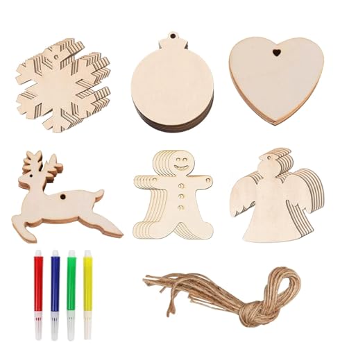 36 Stück Weihnachten Basteln Holzanhänger Weihnachten zum...