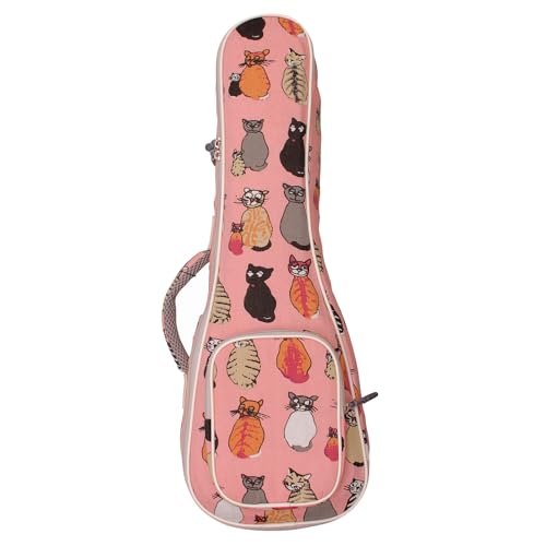 MUSIC FIRST - Funda para ukelele de lona MISS CAT para ukelele, doble correa de hombro, diseño original...
