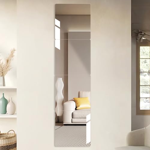 Browgrow 【割れない鏡・15×15cm 4枚セット】どこでも貼れる割れない鏡 鏡 全身鏡 姿見鏡 壁掛け ミラー 壁掛け 浴室 便利 穴あけ不要 軽量