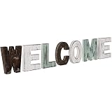 MyGift Multicolor Rustic Wood Welcome Decorative Sign