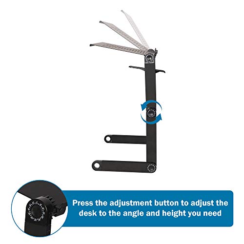 Vilobos Foldable Aluminum Laptop Desk Adjustable Portable Laptop Table Stand With Mouse Pad Ergonomic Lap Desk For Bed And Sofa Up To 17 Inches (No Cooling Fan) #TOP3